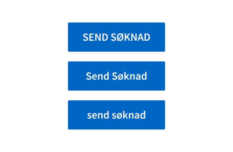Knappetekster med blandede skrivemåter
