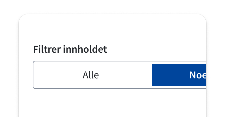Toggle button group som strekker seg utenfor skjermen.