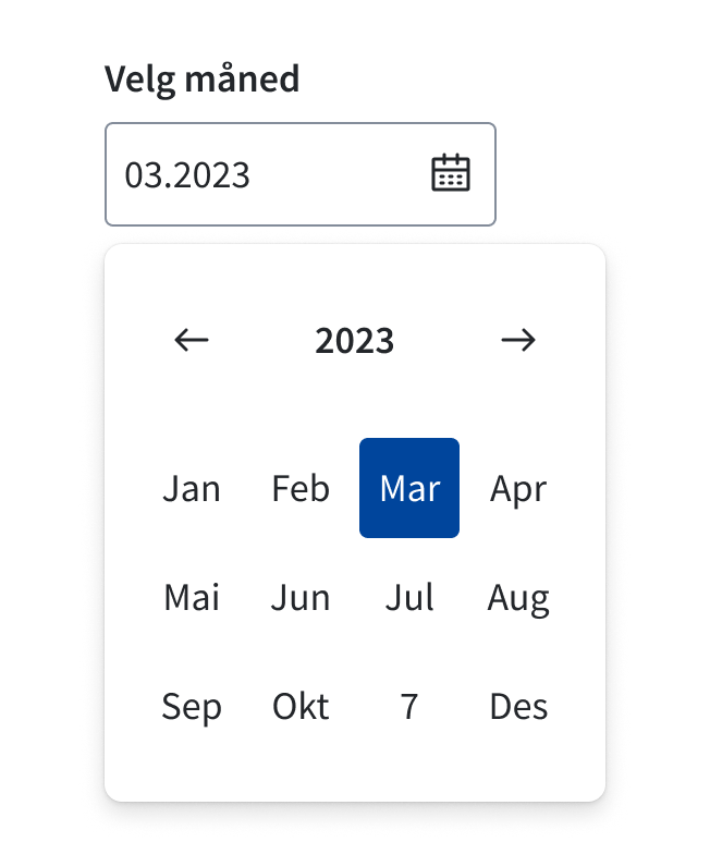 MonthPicker uten select-meny