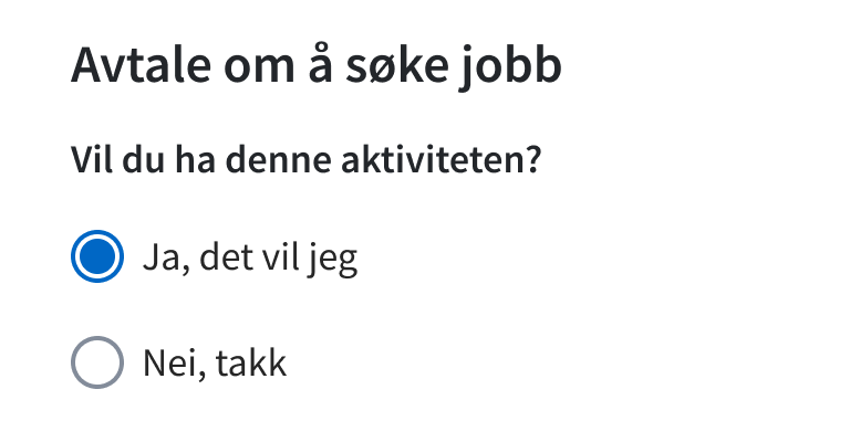 RadioGroup brukt i skjema