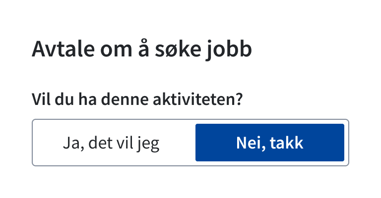 ToggleGroup brukt som skjemaelement, som er feil.