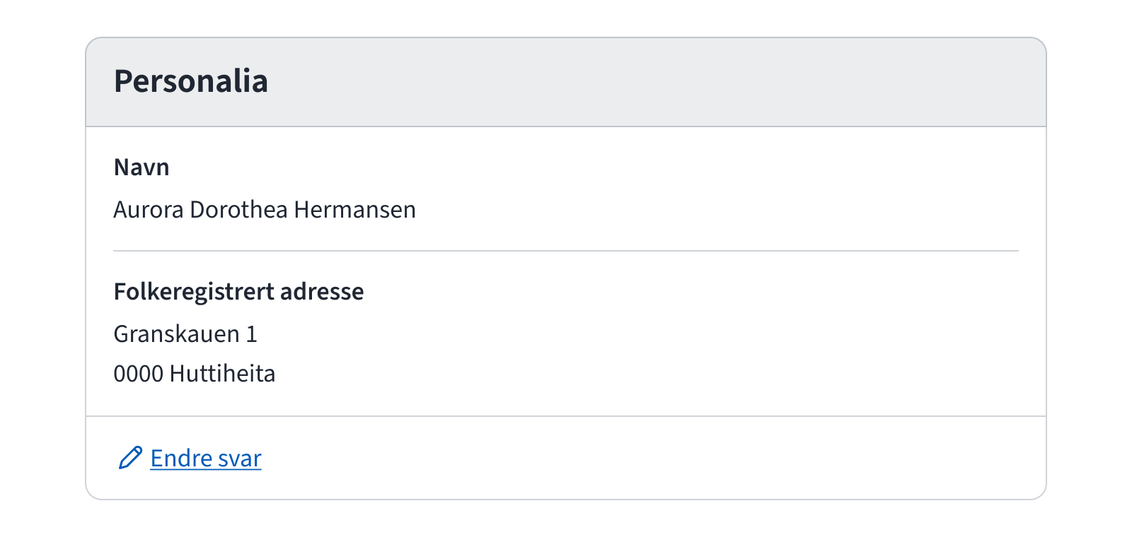 Liste med svar uten kulepunkter